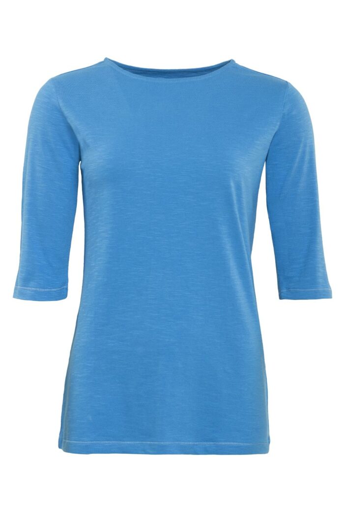 Boothals shirt driekwart mouw blauw