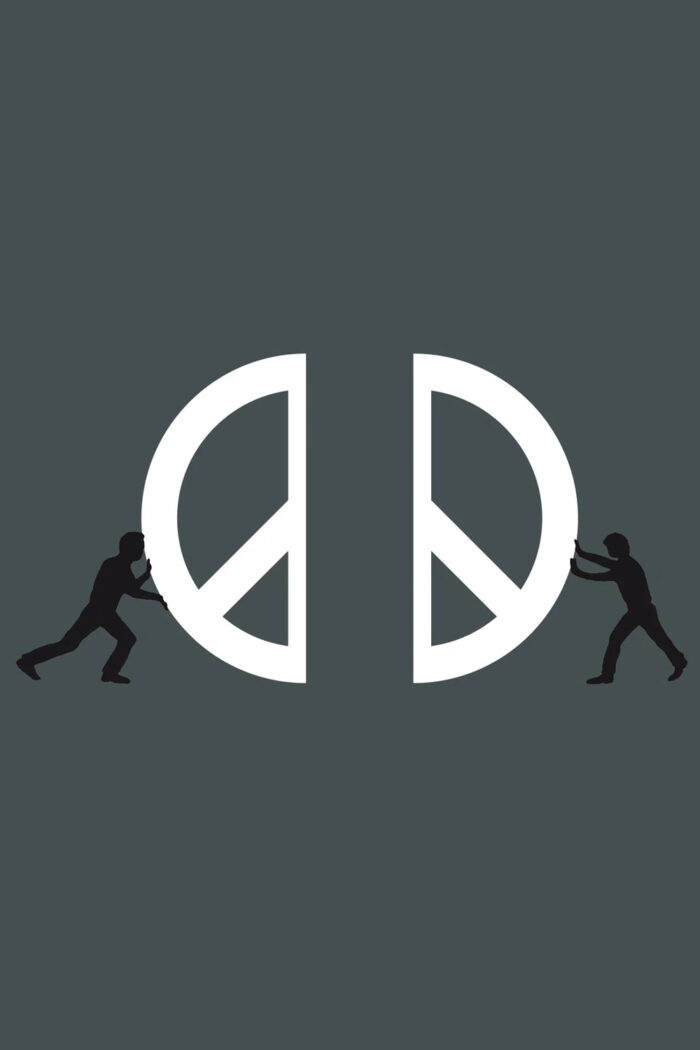 Dames-t-shirt ronde hals Peace grijs - Afbeelding 3