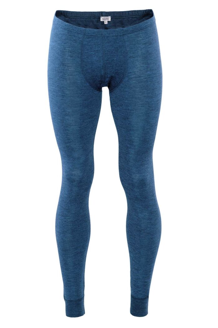 Lange onderbroek wol katoen jeansblauw