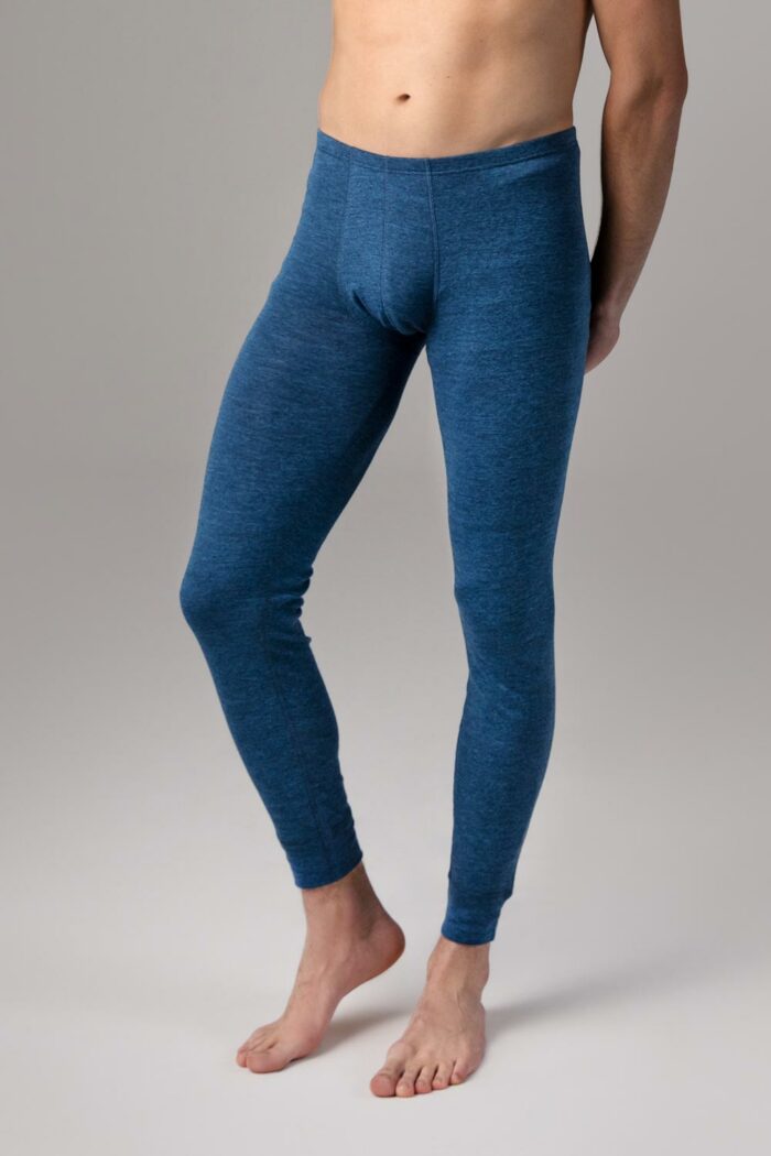 Lange onderbroek wol katoen jeansblauw - Afbeelding 2