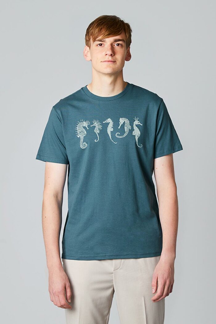 T-shirt met zeepaardjes familie groen