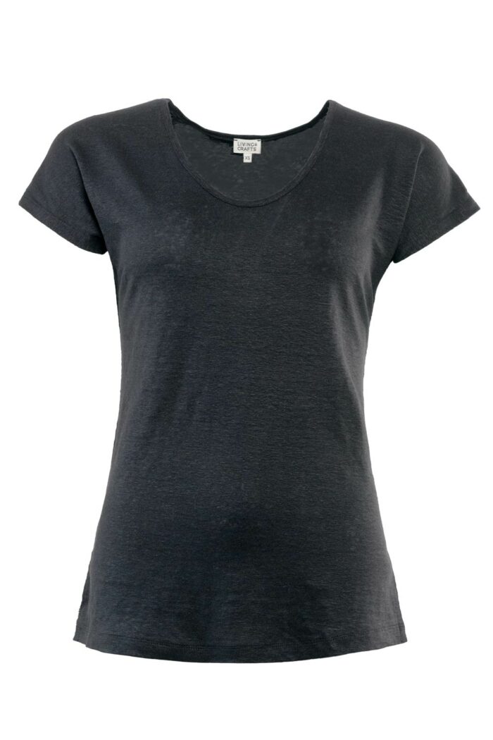 Linnen t-shirt v-hals zwart