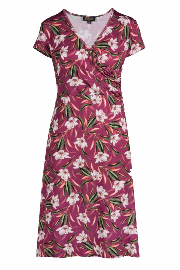Jurk overslag magnolia aubergine