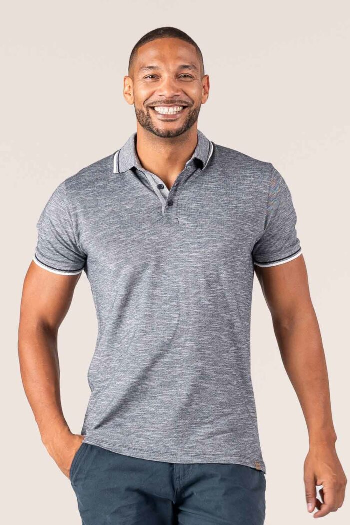 Poloshirt gemêleerd blauw - Afbeelding 2