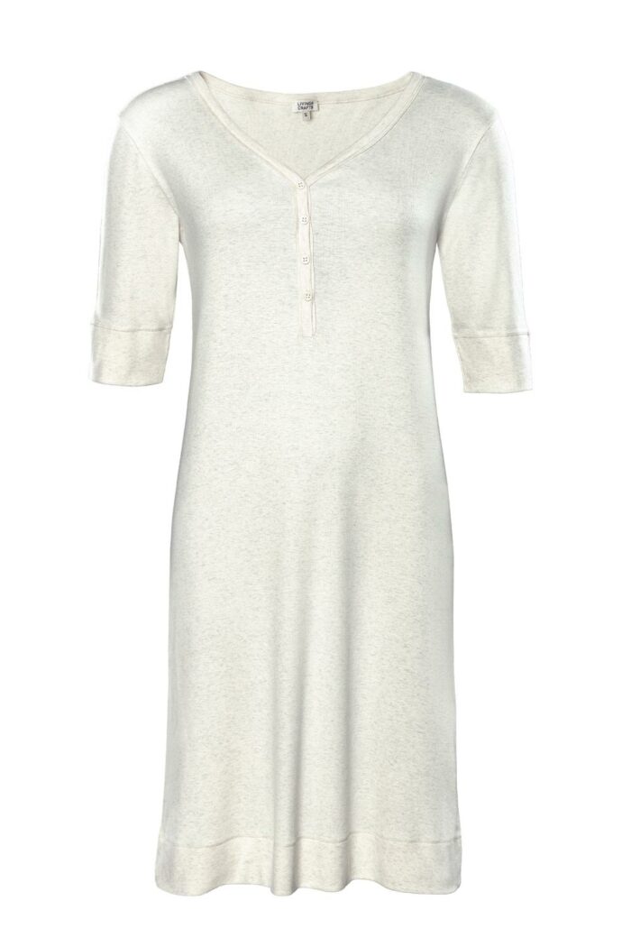 Nachthemd V-hals off-white - Afbeelding 2