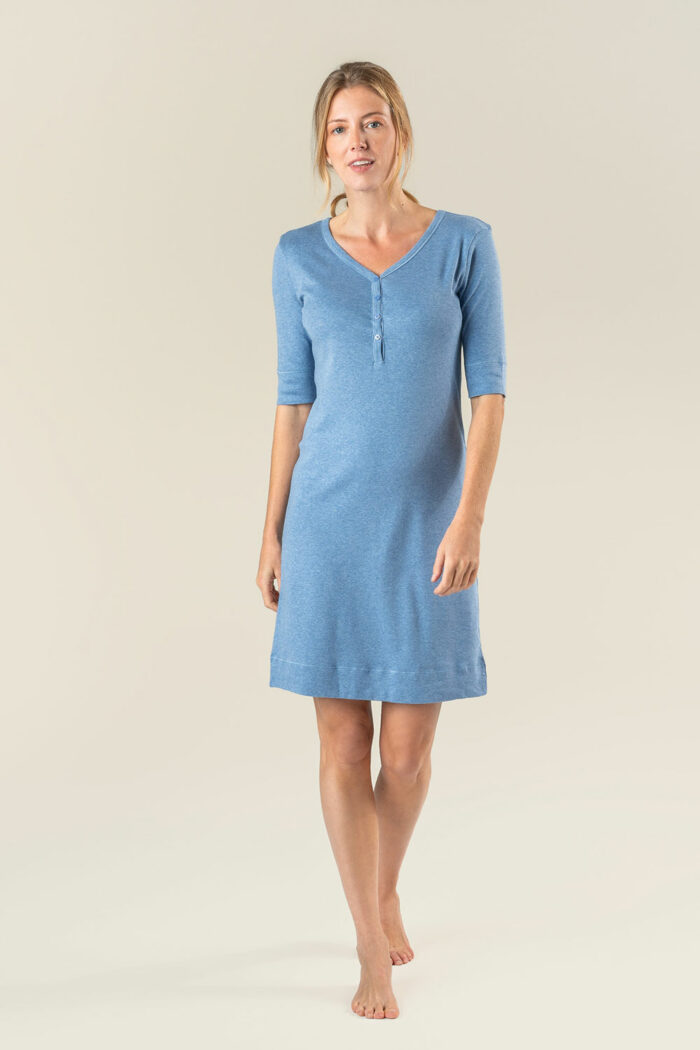 Nachthemd V-hals blauw