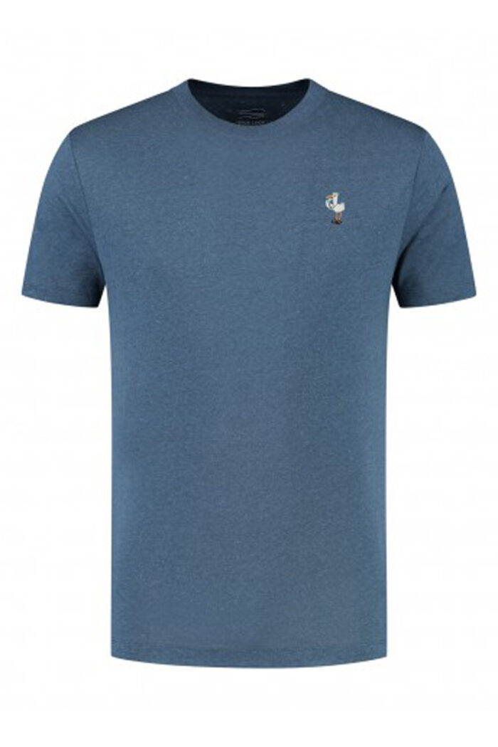 T-shirt gerecycelde spijkerstof Birdwatcher blauw