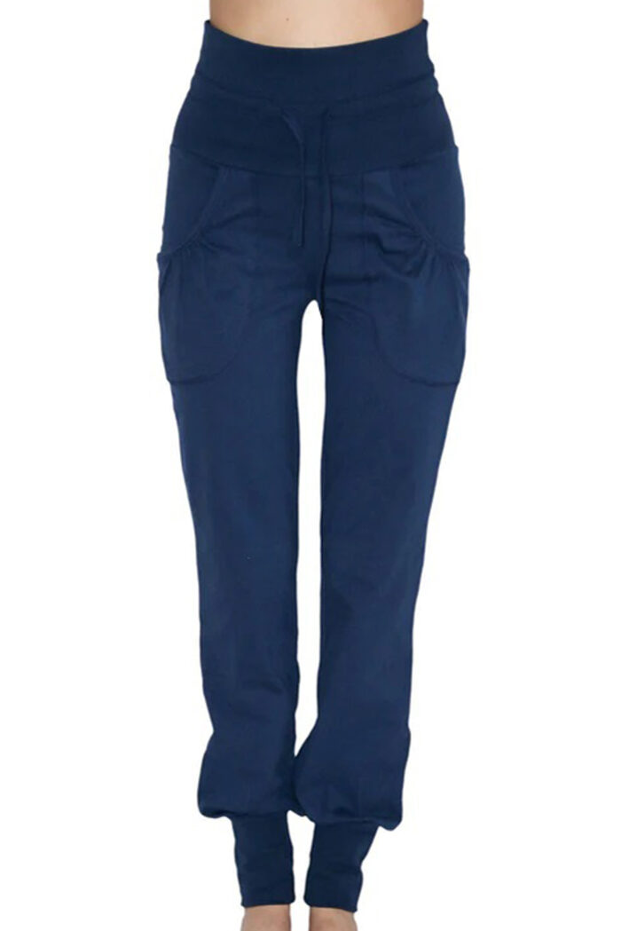 Yogabroek met zakken donkerblauw