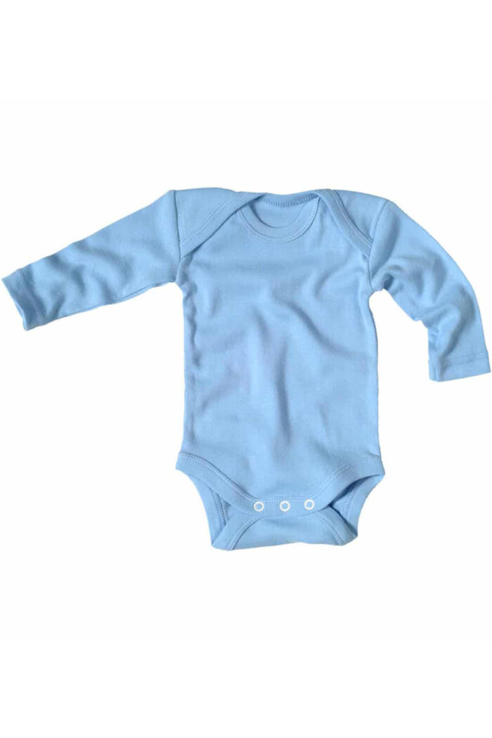 Romper 100% biokatoen lange mouw lichtblauw of roze
