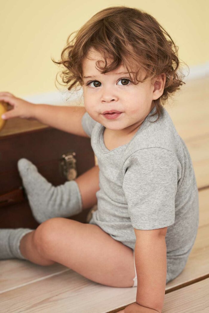 Baby romper korte mouw 100% biokatoen grijs