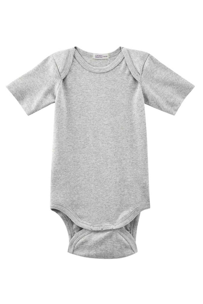 Baby romper korte mouw 100% biokatoen grijs - Afbeelding 2