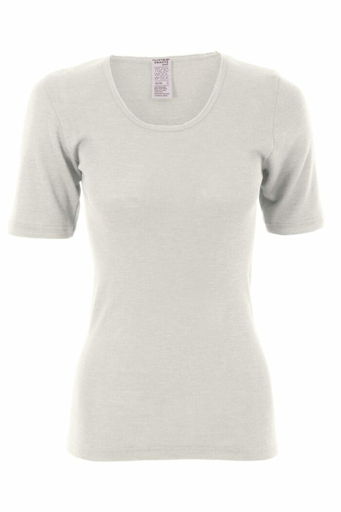T-shirt wol en zijde korte mouw