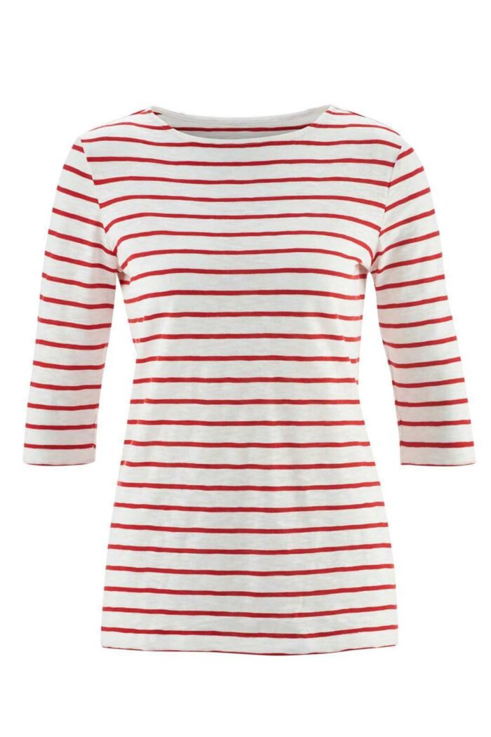 Shirt driekwart mouw roodgestreept