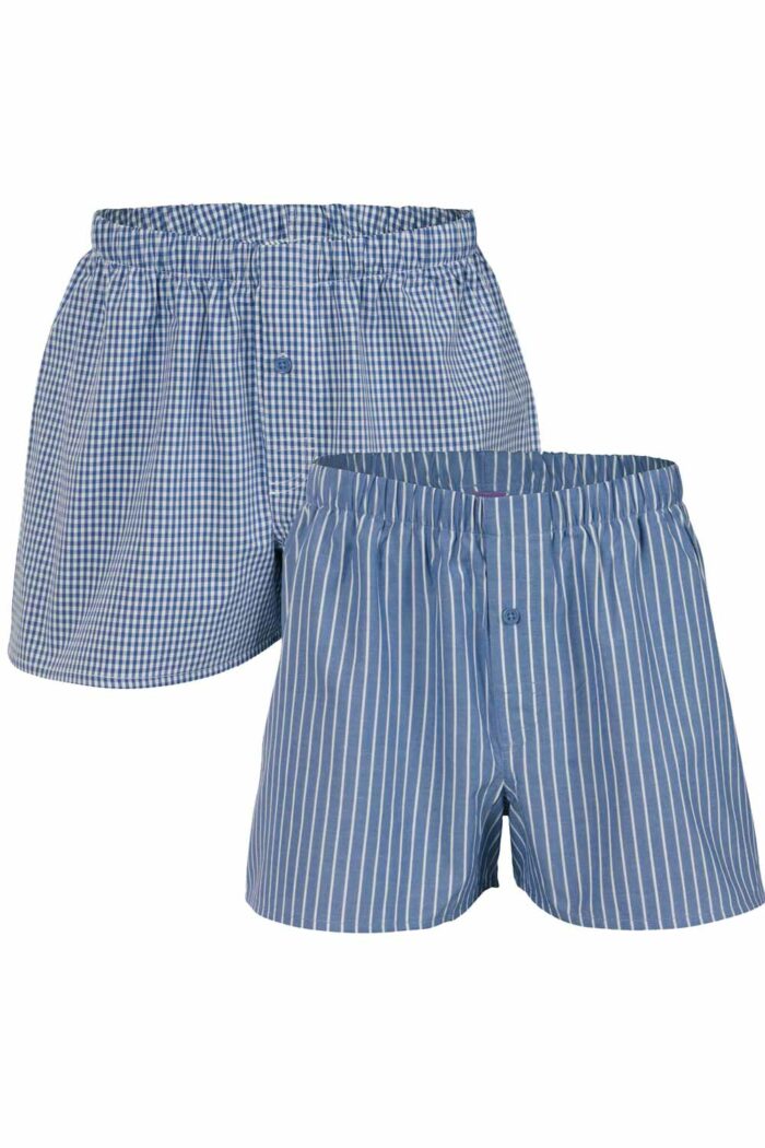 Dubbelpack geweven boxershorts blauw