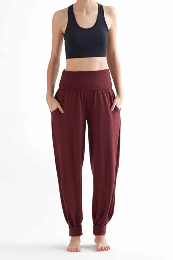 Yogabroek tencel bordeaux - Afbeelding 2