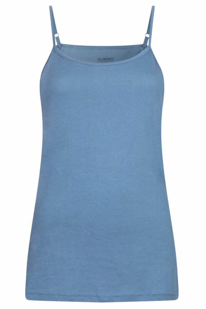 Spaghettitop 100% biokatoen denimblauw