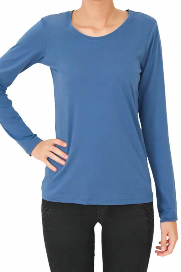 Shirt lange mouw 100% biokatoen - denim blauw