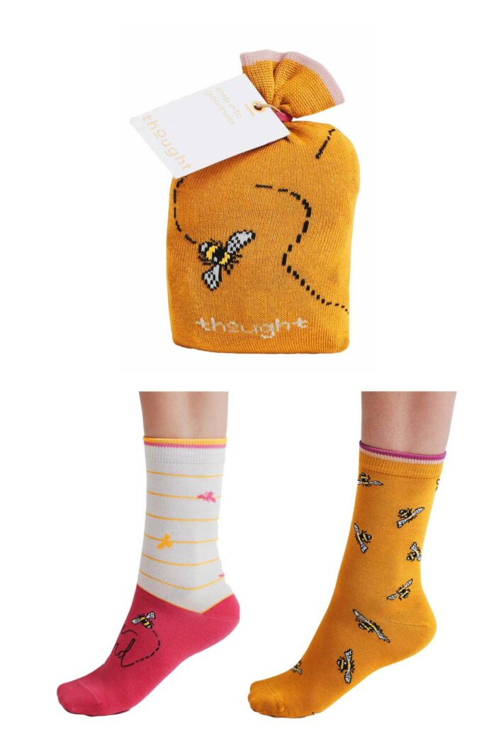 Sokken met bijen in cadeauzakje