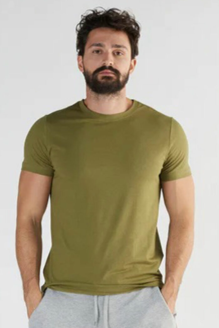 T-shirt biokatoen/modal Olijf