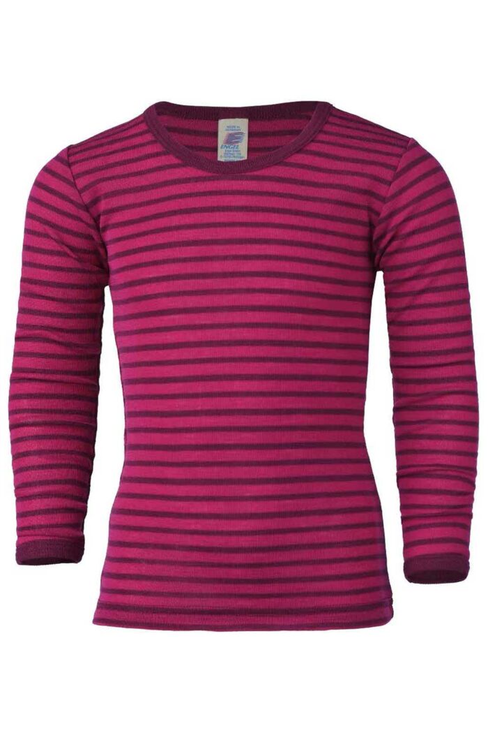 Roze gestreept shirt lange mouw wol zijde