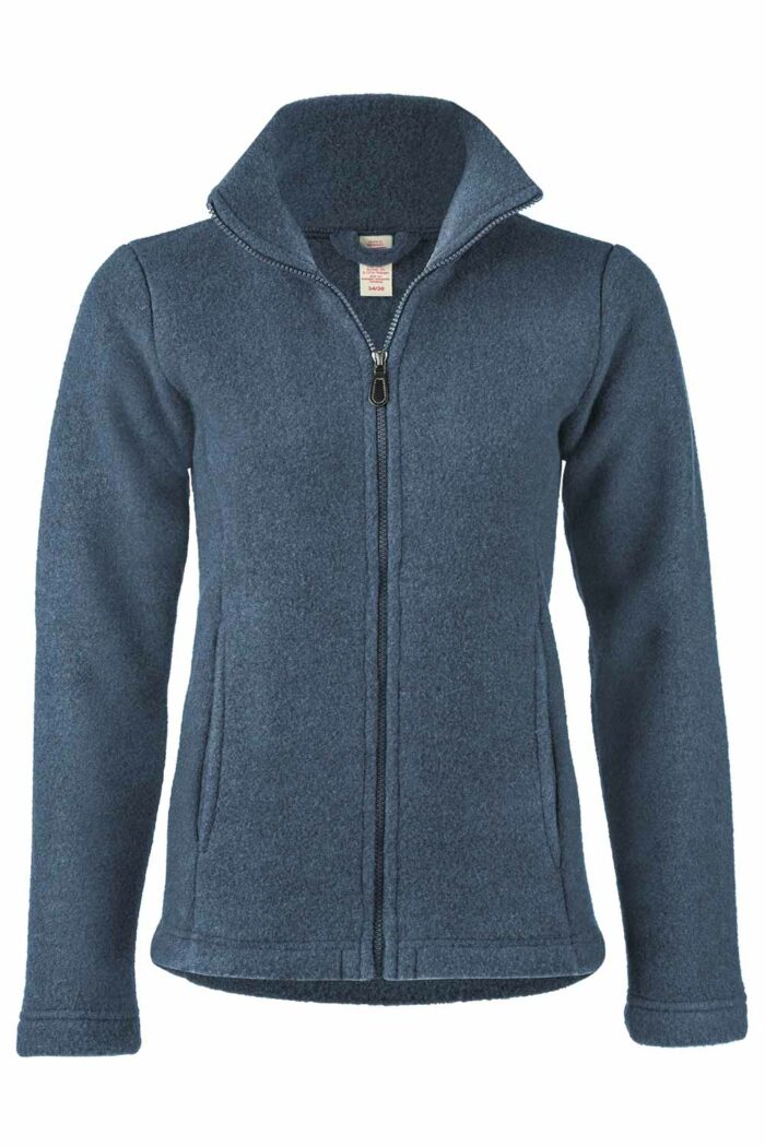Wollen damesfleecevest 100% merinowol blauw