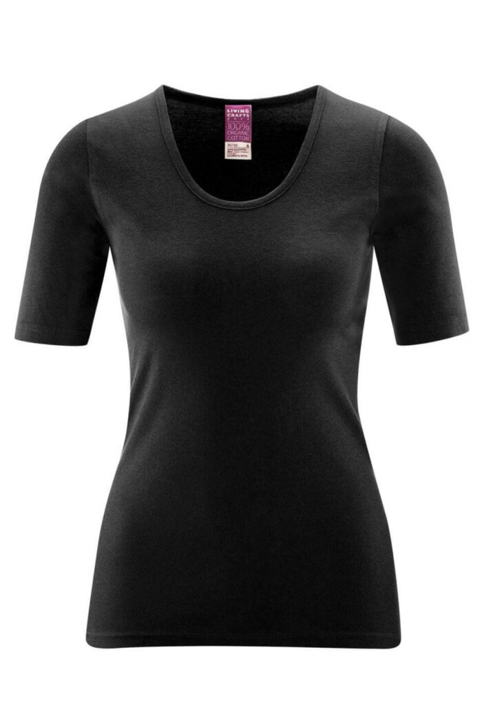 T-shirt 100% biokatoen korte mouw, zwart