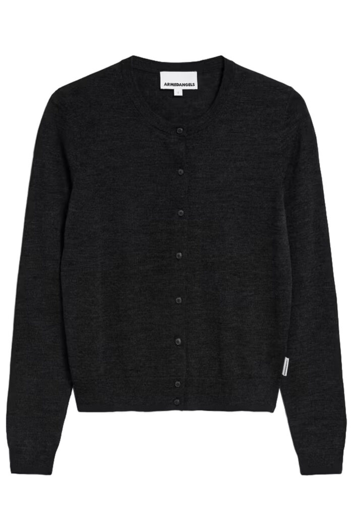 Damesvest merinowol donkergrijs
