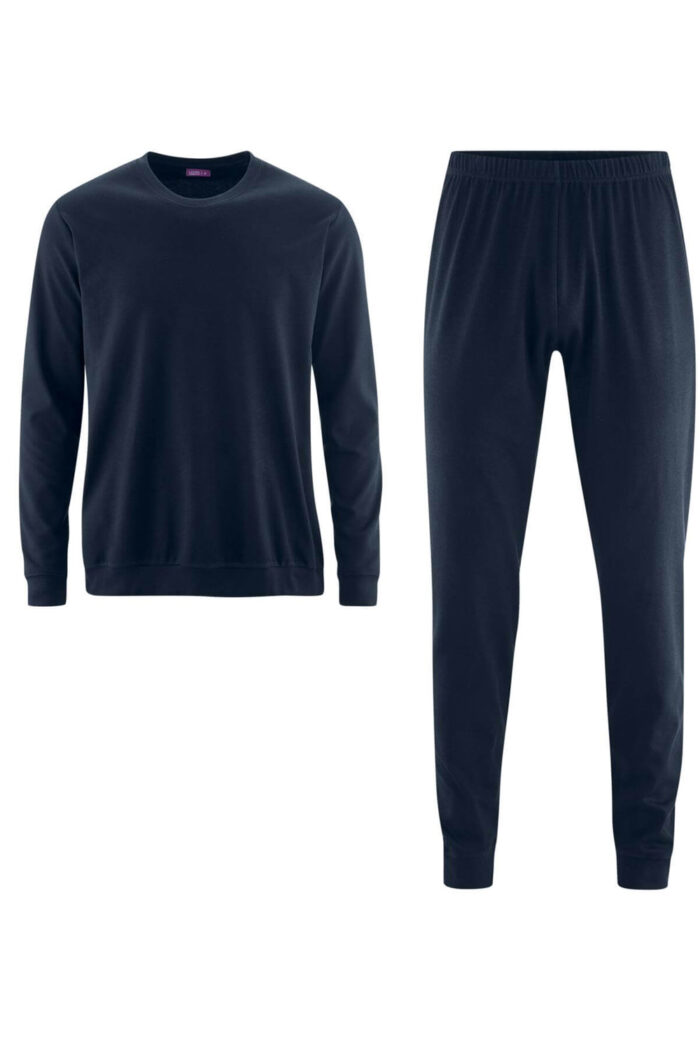 Herenpyjama biokatoen navy
