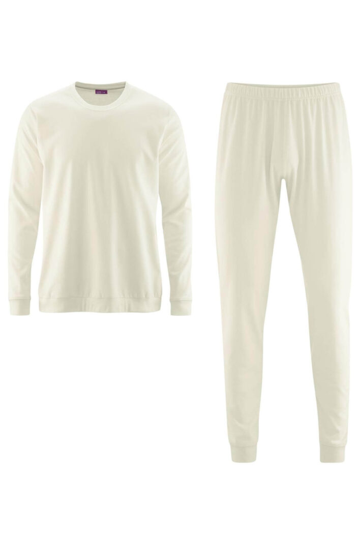 Herenpyjama biokatoen off-white