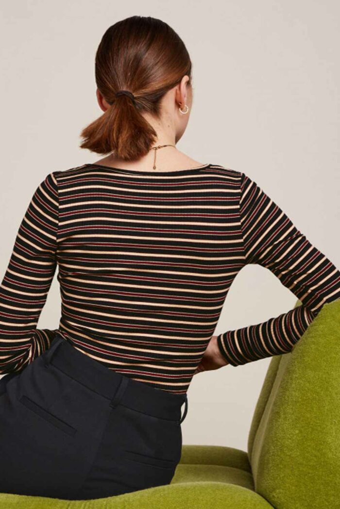 Rib shirt lange mouw zwarte strepen - Afbeelding 3