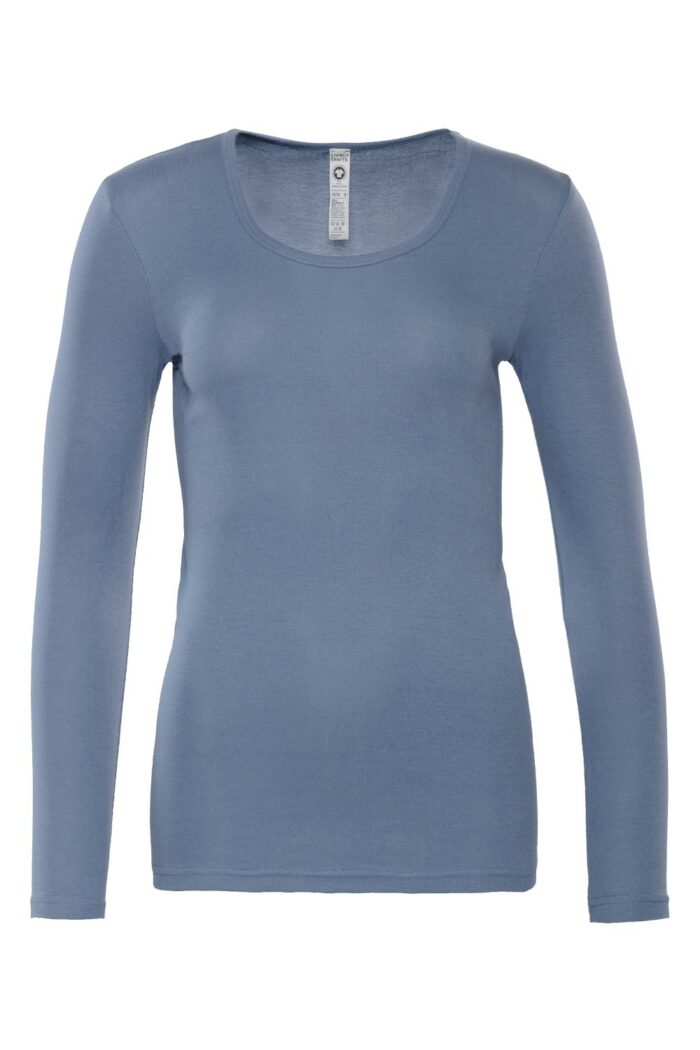 Shirt lange mouwen 100% biokatoen, lavendel