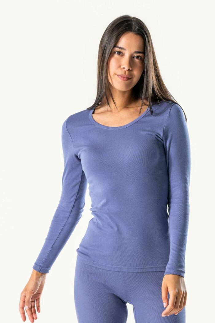 Shirt lange mouwen 100% biokatoen, lavendel - Afbeelding 2
