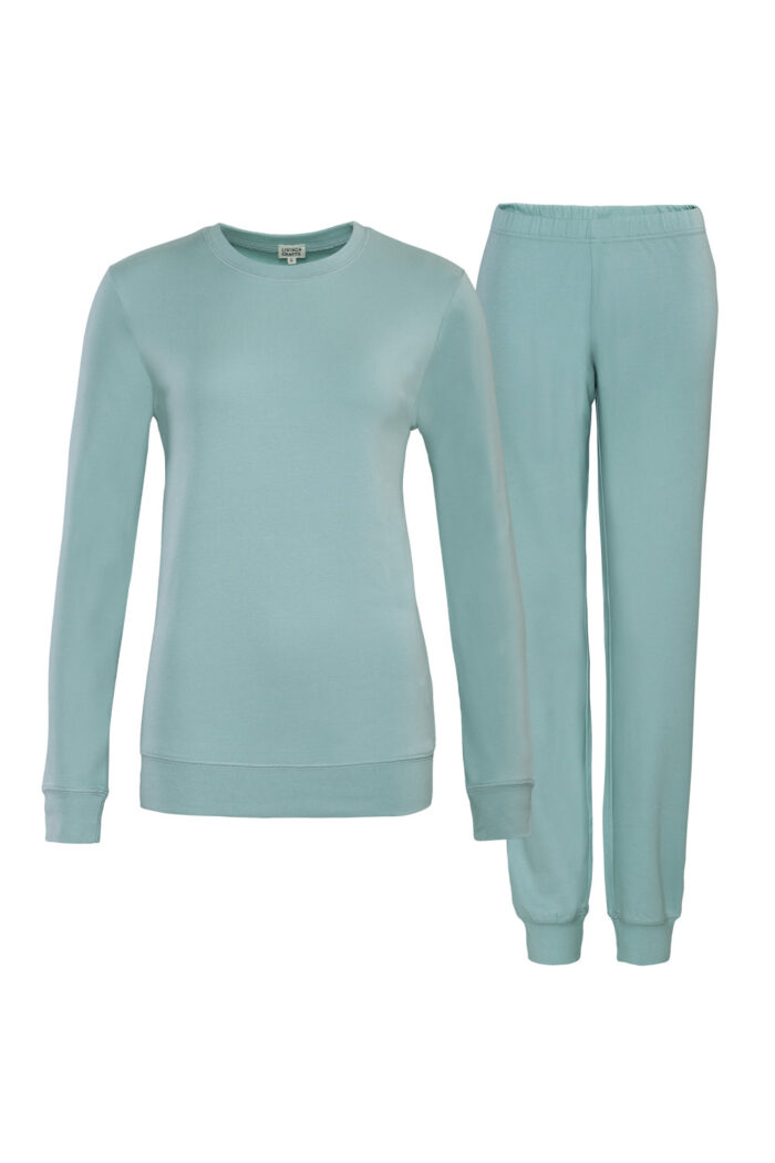 Damespyjama biokatoen misty blue - Afbeelding 3
