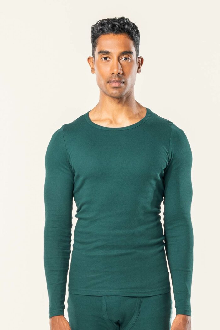Lange mouwen shirt biokatoen donkergroen - Afbeelding 2