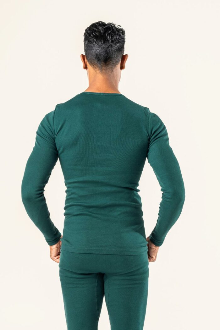 Lange mouwen shirt biokatoen donkergroen - Afbeelding 3
