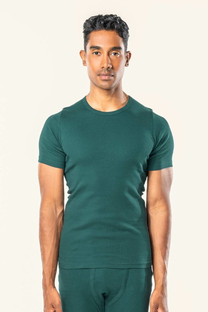Korte mouwen T-shirt 100% biokatoen donkergroen - Afbeelding 2