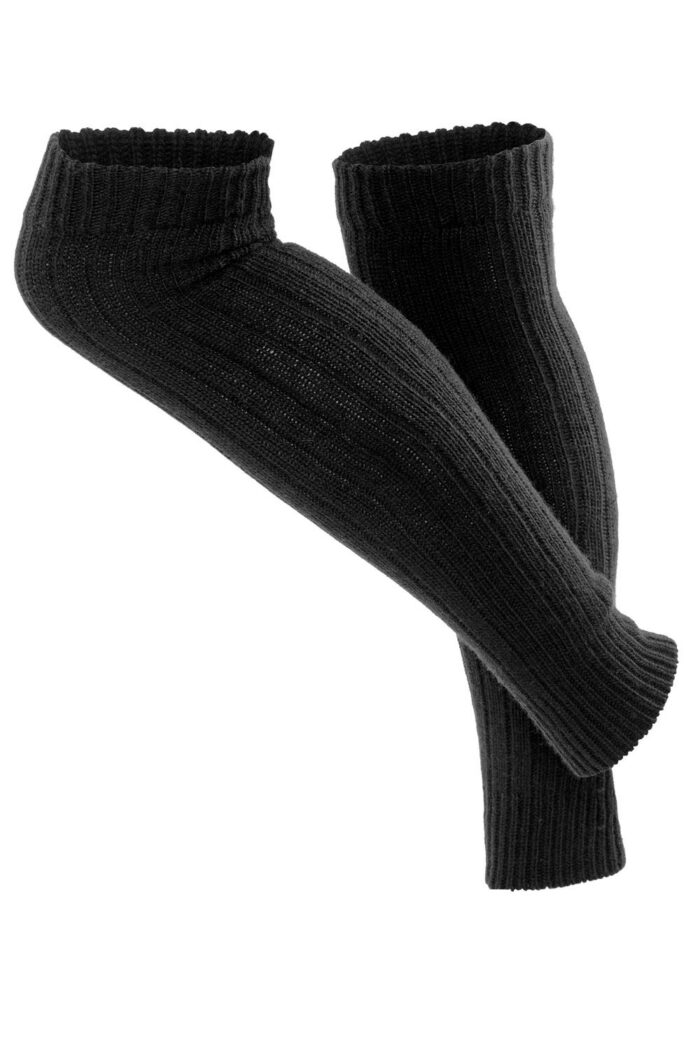 Beenwarmers zwart biokatoen/wol