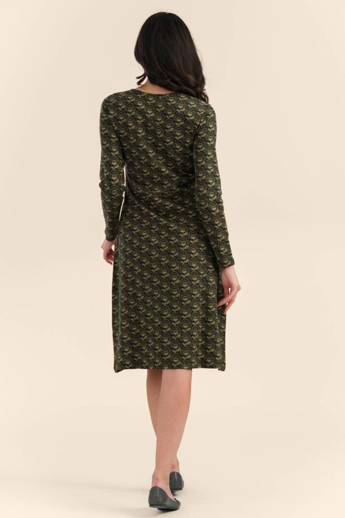 Jurk overslag retro flower groen - Afbeelding 2