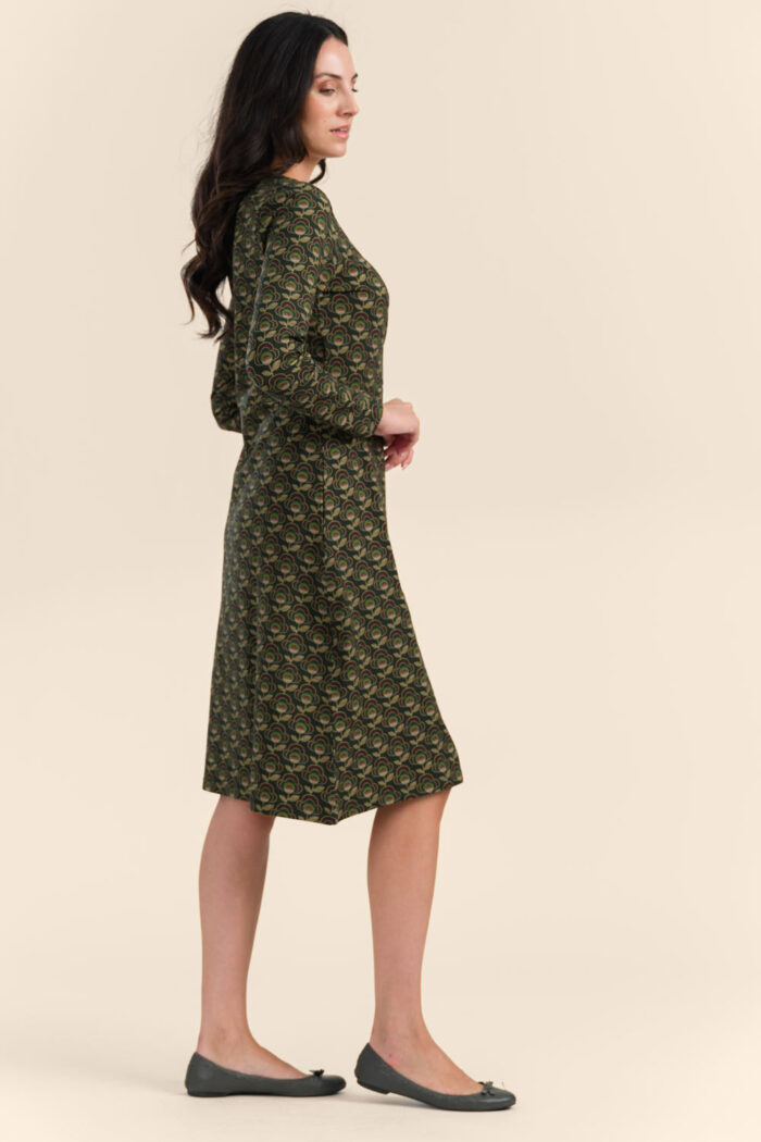 Jurk overslag retro flower groen - Afbeelding 3