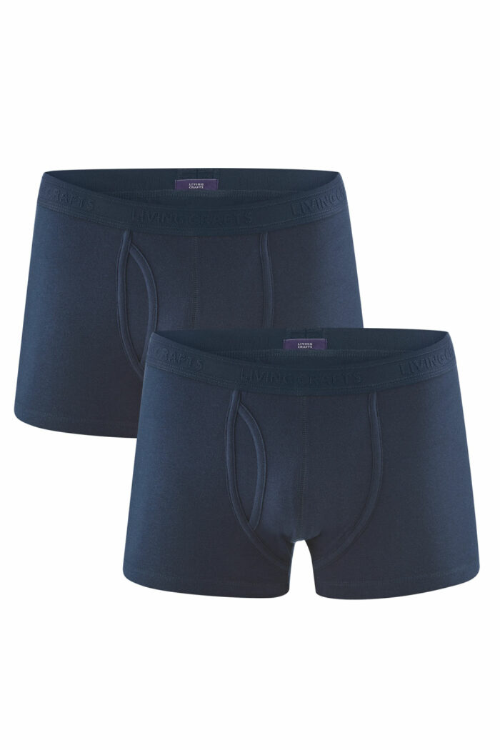 Boxershort met gulp 2-pack biokatoen donkerblauw