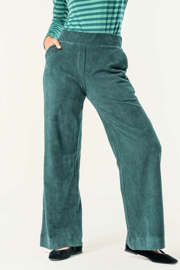 Velours broek donkergroen