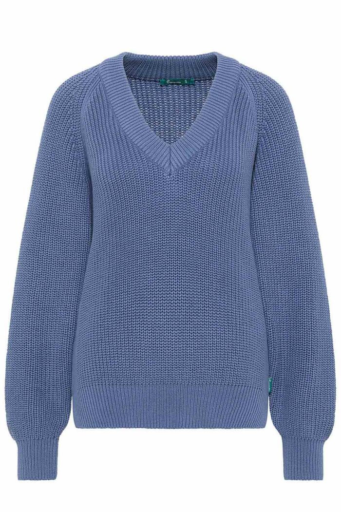 V-hals trui katoen indigo