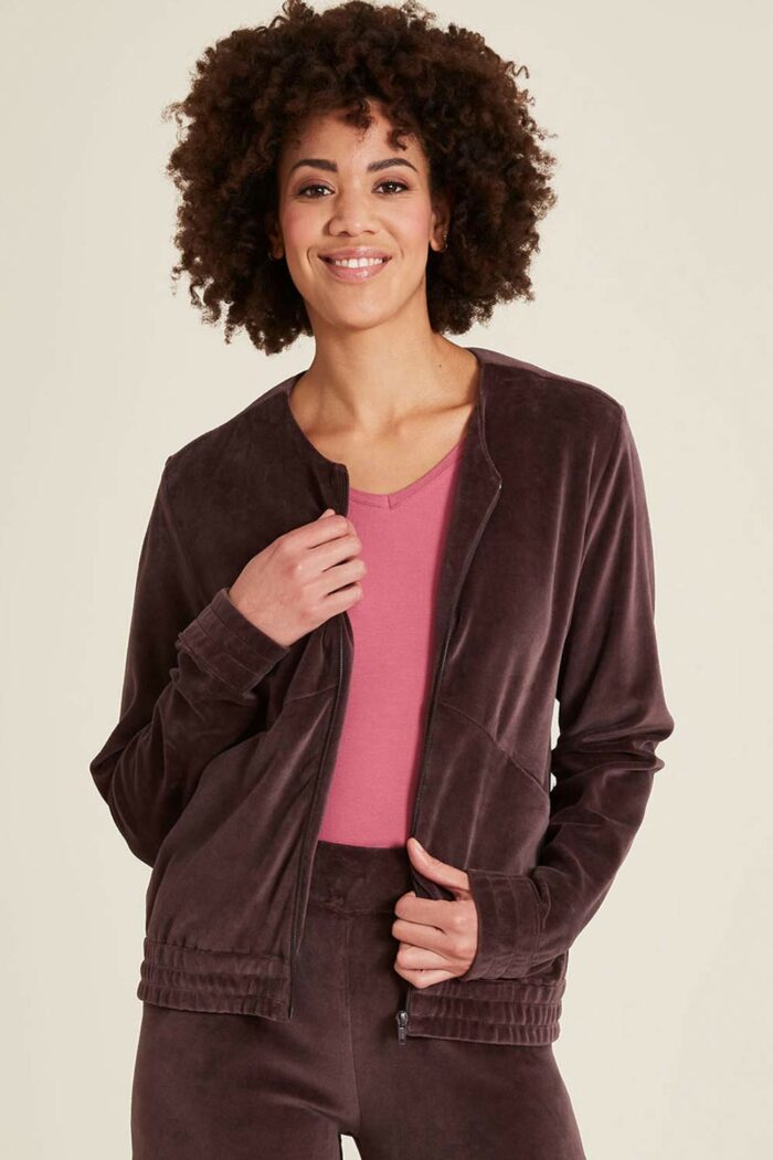 Velours jackje aubergine-bruin - Afbeelding 2