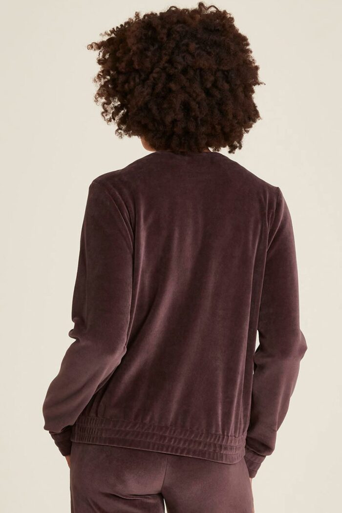 Velours jackje aubergine-bruin - Afbeelding 3