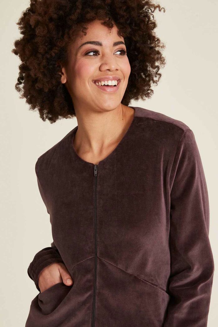 Velours jackje aubergine-bruin - Afbeelding 4