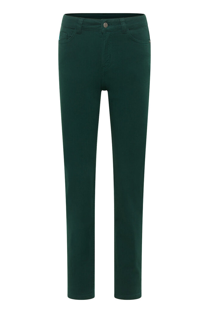 Donkergroene jeans biokatoen