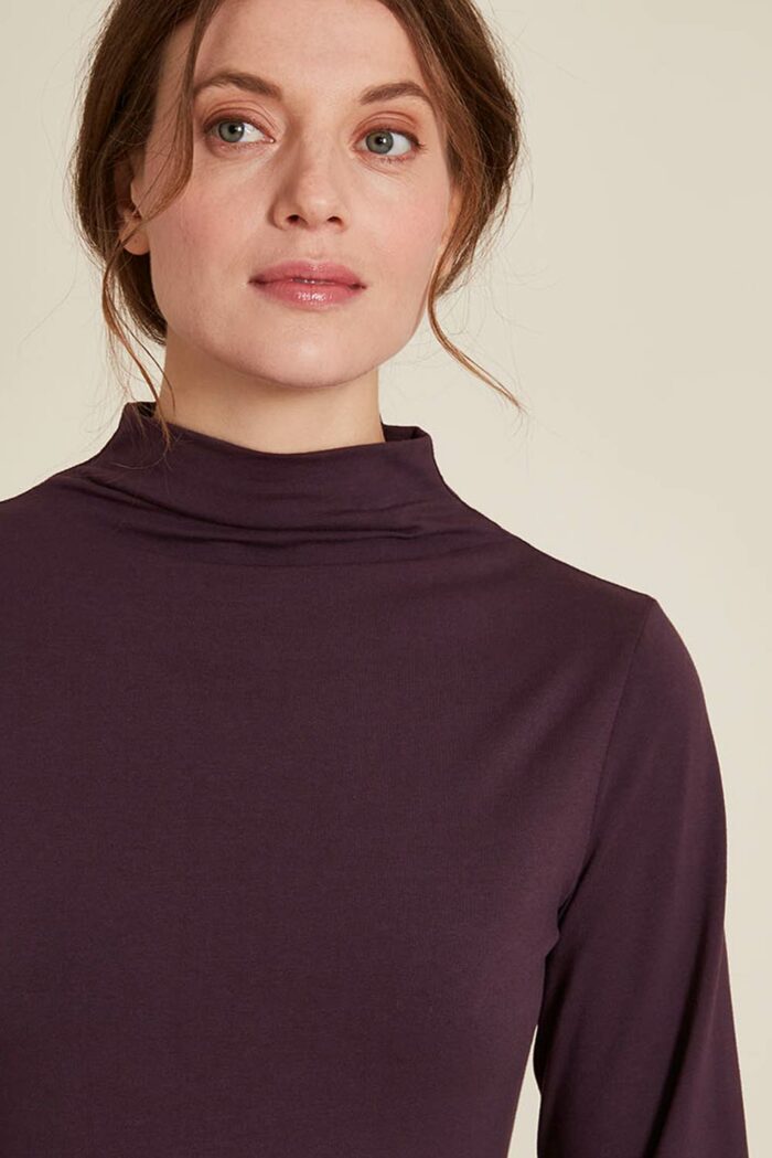 Aubergine colshirt biokatoen - Afbeelding 3