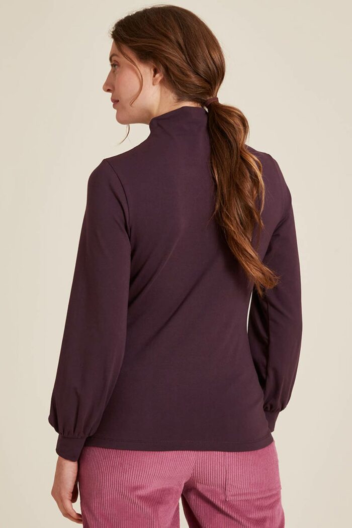 Aubergine colshirt biokatoen - Afbeelding 4