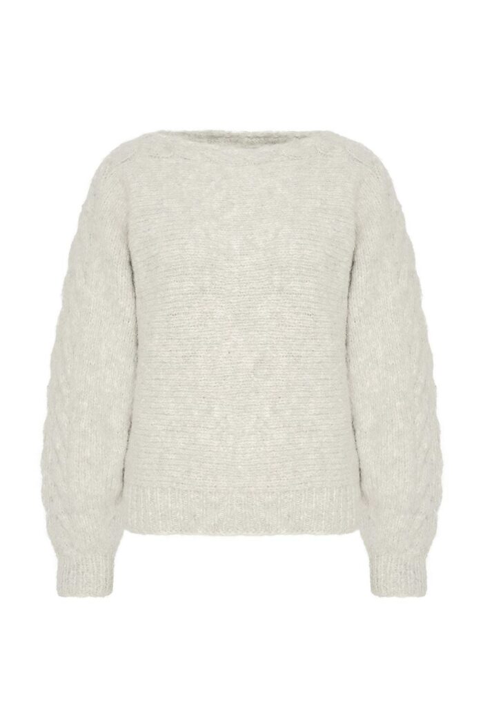 Baby alpaca trui met kabel ecru