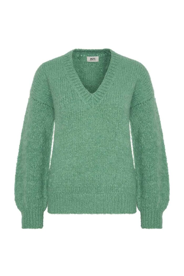 Baby alpaca trui met v-hals lichtgroen